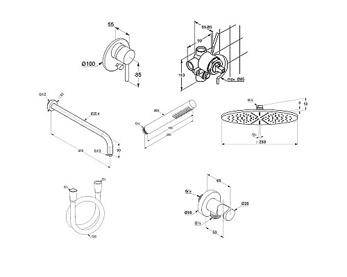 Душевая система Kludi Bozz 38736N076 Золото брашированное