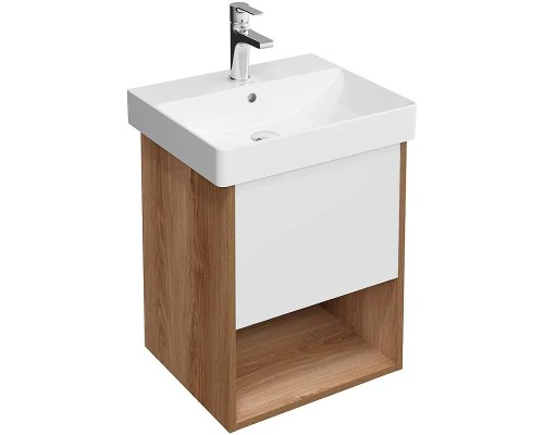 Тумба под раковину Kerama Marazzi Pro 50 подвесная Белая матовая Швейцарский вяз
