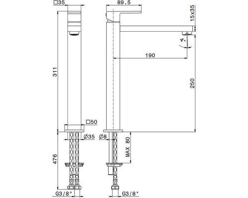 Смеситель для раковины Kerama Marazzi Futura 66419KM.01.093 Черный матовый