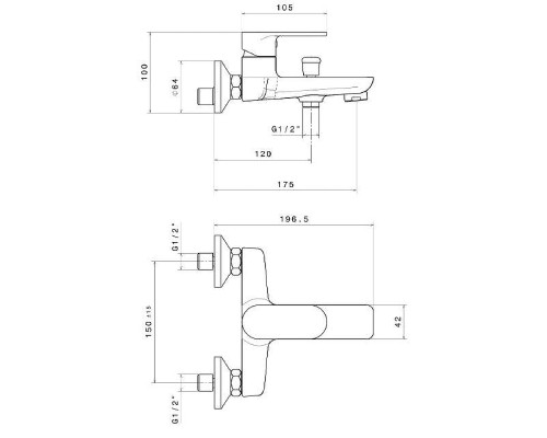 Смеситель для ванны Kerama Marazzi Piano 69340KM.21.018 Хром