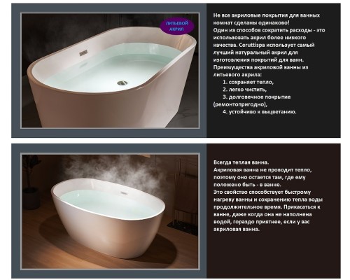 Акриловая ванна Ceruttispa Greta170 170x80 СТ10516 без гидромассажа