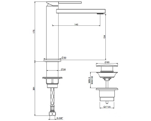 Смеситель для раковины Gattoni Color 8044/80C0 Хром