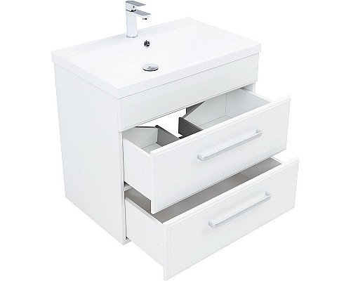 Тумба под раковину Aquanet Лукка 75 302397 подвесная Белая глянцевая