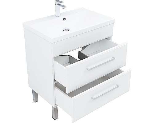Тумба под раковину Aquanet Лукка 75 302397 подвесная Белая глянцевая