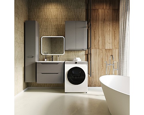 Шкаф пенал Style Line Марелла 30 L Люкс Plus СС-00002444 с бельевой корзиной Серый матовый антискрейтч