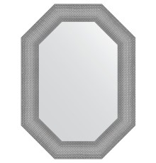 Зеркало Evoform Polygon 76х56 в багетной раме - Серебряная кольчуга 88 мм