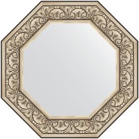Зеркало Evoform Octagon 65x65 в багетной раме - Барокко серебро 106 мм
