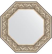 Зеркало Evoform Octagon 65x65 в багетной раме - Барокко серебро 106 мм