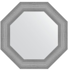 Зеркало Evoform Octagon 61x61 в багетной раме - Серебряная кольчуга 88 мм