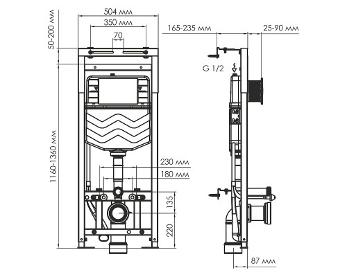 Инсталляция WasserKRAFT Alme 15TLT.010.ME.MB01 для унитаза с Черной матовой клавишей смыва