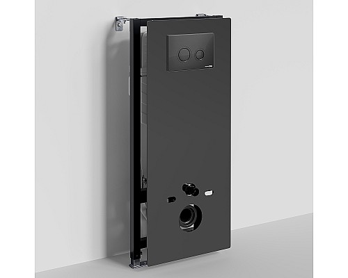 Инсталляция WasserKRAFT Abens 20TLT.010.ME.BL.MB01 для унитаза Черное стекло с Черной матовой клавишей смыва