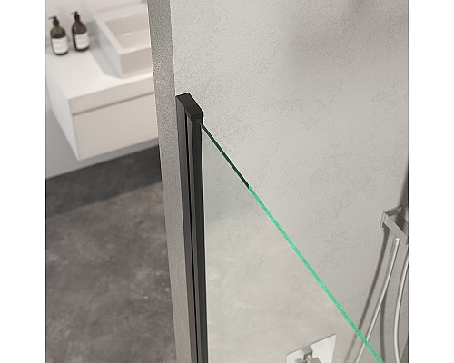 Шторка на ванну Berges River S Black 90х145 065013 профиль Черный матовый стекло прозрачное