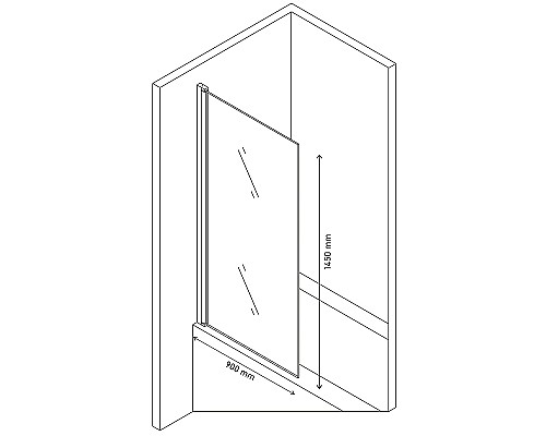 Шторка на ванну Berges River S Black 90х145 065013 профиль Черный матовый стекло прозрачное