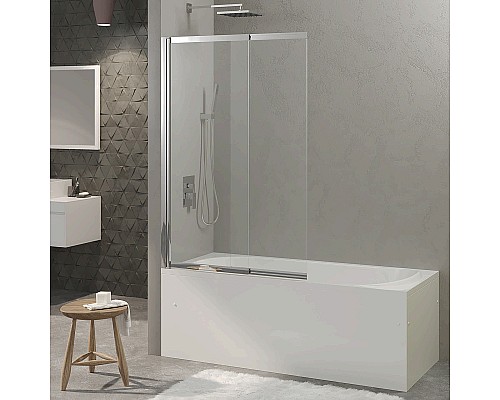 Шторка на ванну Berges River S Slider 98х145 065014 профиль Хром стекло прозрачное
