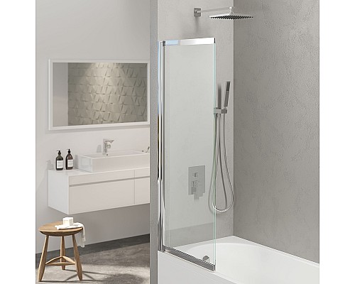 Шторка на ванну Berges River S Slider 98х145 065014 профиль Хром стекло прозрачное