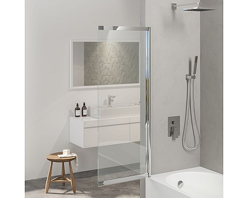 Шторка на ванну Berges River S Slider 98х145 065014 профиль Хром стекло прозрачное