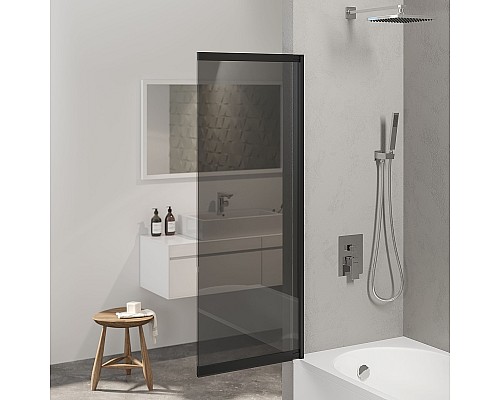 Шторка на ванну Berges River S Slider Black 98х145 065018 профиль Черный матовый стекло тонированное