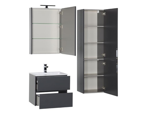 Шкаф пенал Aquanet Алвита 35 240197 подвесной Серый антрацит