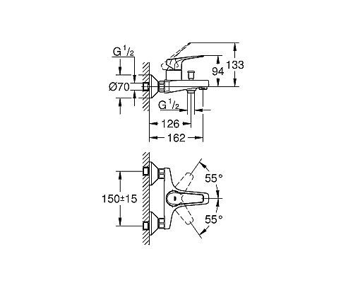 Смеситель для ванны Grohe Bauflow 23601000 Хром
