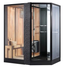 Душевая кабина Orans 180x130 L с сауной профиль Черный стекло прозрачное