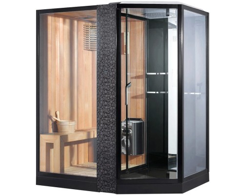 Душевая кабина Orans 180x130 L с сауной профиль Черный стекло прозрачное
