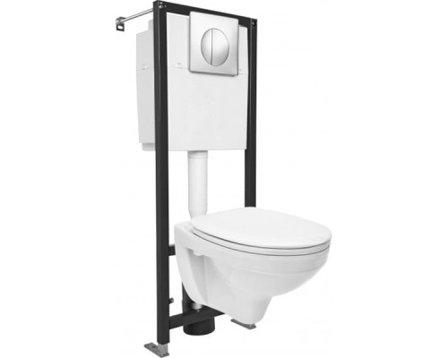 Комплект унитаза с инсталляцией Cersanit Delfi S-SET-DEL/Black/TPL/Cg-w с сиденьем Микролифт и клавишей смыва Хром