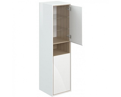 Шкаф пенал Cersanit Louna 35 SP-SL-LOU/Wh подвесной Белый глянец дуб Эврика