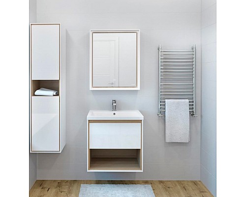 Шкаф пенал Cersanit Louna 35 SP-SL-LOU/Wh подвесной Белый глянец дуб Эврика