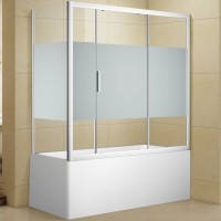 Шторка на ванну Aquanet Practic AE10-B180H150U-CP 180 профиль Хром стекло прозрачное с шелкографией без боковой стенки