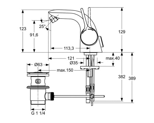 Смеситель для биде Ideal Standard Melange Хром