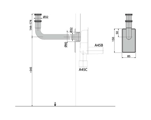 Крышка и патрубок сифона Alcaplast Хром