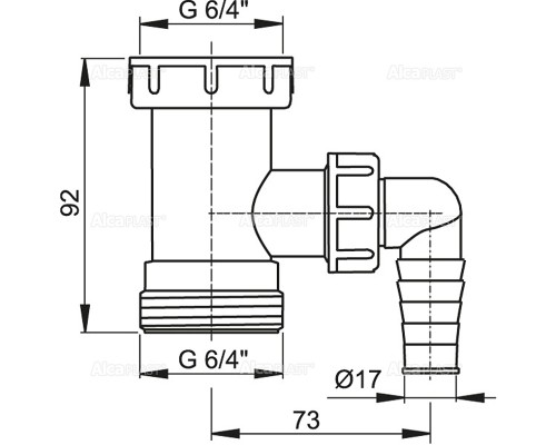 Переходник для сифона Alcaplast со штуцером 6/4