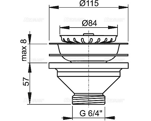 Выпуск для кухонной мойки Alcaplast A37 Нержавеющая сталь