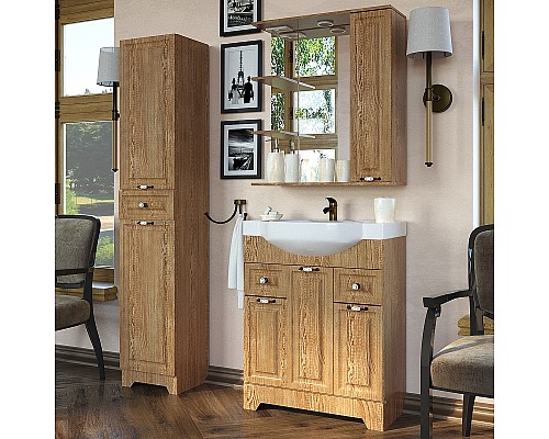 Зеркало со шкафом Stella Polar Кармела 65/С SP-00000181 с подсветкой Карпатская ель