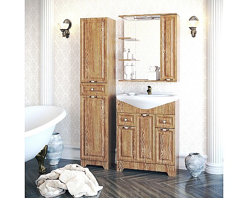 Зеркало со шкафом Stella Polar Кармела 65/С SP-00000181 с подсветкой Карпатская ель