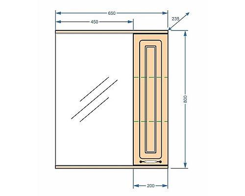 Зеркало со шкафом Stella Polar Кармела 65/С SP-00000181 с подсветкой Карпатская ель