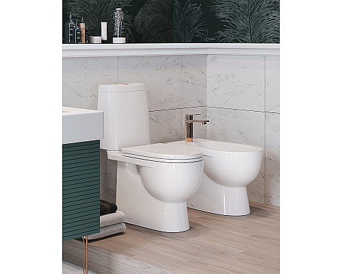 Унитаз-компакт Sanita Luxe Fest SL DM WC.CC/Fest/2-DM/WHT.G/S1 с бачком и сиденьем Микролифт