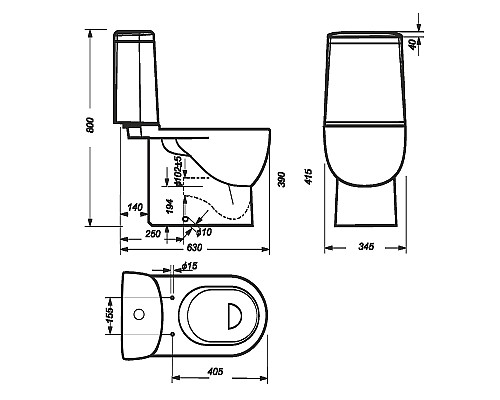 Унитаз-компакт Sanita Luxe Fest SL DM WC.CC/Fest/2-DM/WHT.G/S1 с бачком и сиденьем Микролифт