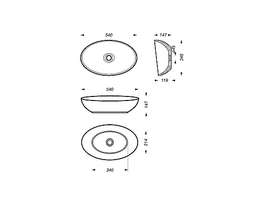 Раковина-чаша Sanita Luxe Ringo Cut 53 WB.CT/Ringo/54-N.Cut/WHT.G/S1 Белая