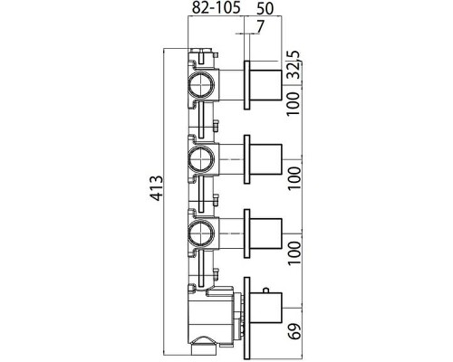 Скрытая часть для смесителя Bossini 3 Outlets G 3/4