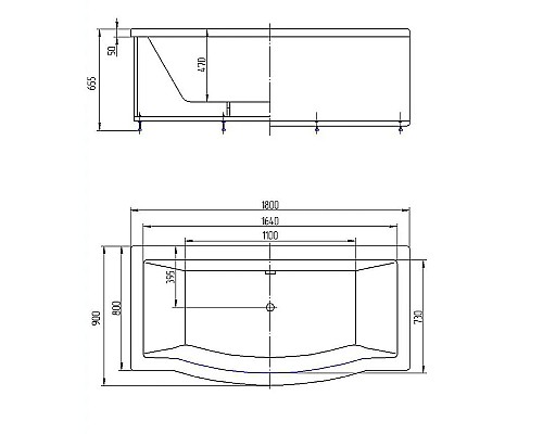 Акриловая ванна Aquatek Гелиос 180х90 GEL180-0000067 без гидромассажа с фронтальной панелью с каркасом (разборный) со слив-переливом