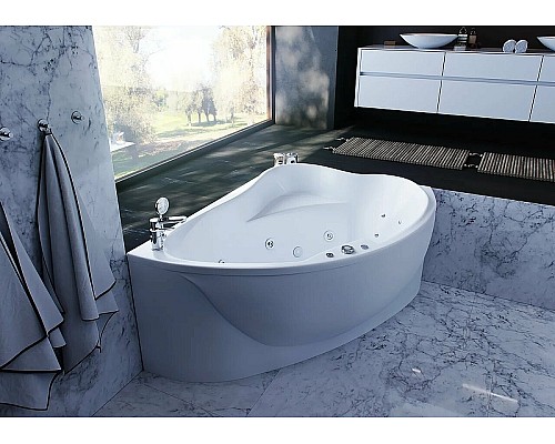 Акриловая ванна Aquatek Альтаир 158x119 R ALT160-0000047 без гидромассажа с фронтальной панелью с каркасом (вклеенный) со слив-переливом