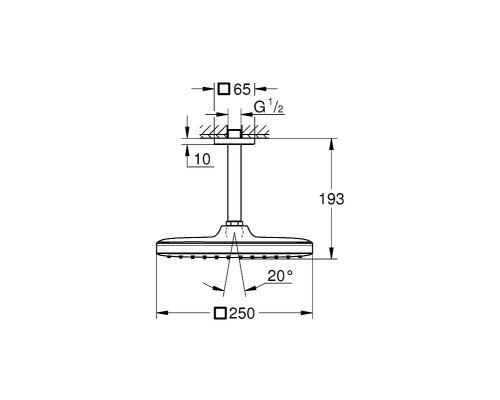 Верхний душ Grohe Tempesta 250 26688000 Хром