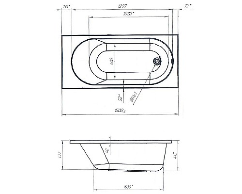 Акриловая ванна Marka One Atlas 150х70 01атл1570 без гидромассажа