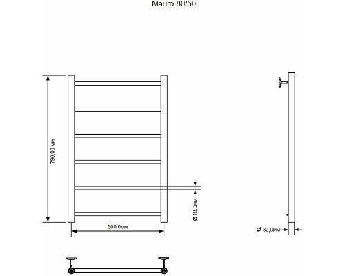 Водяной полотенцесушитель Aquanet Mauro 80x50 Хром