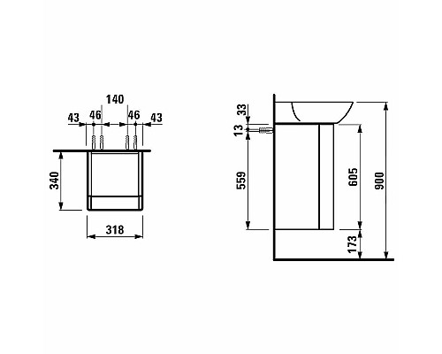 Тумба под раковину Laufen Ino 32 R 4.2535.2.030.171.1 подвесная Темный орех