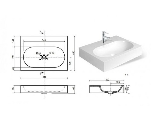 Раковина Эстет Ника 61 ФР-00000795 Белая