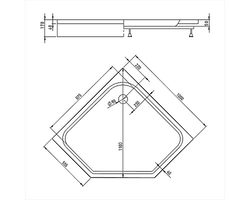 Акриловый поддон для душа Alex Baitler 100х100 AB10017V-1 Белый