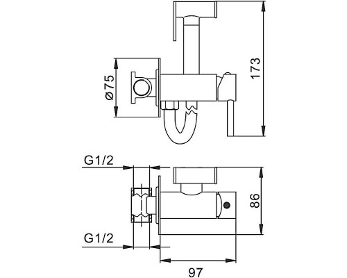 Гигиенический душ со смесителем Frap F7505-6 Черный матовый