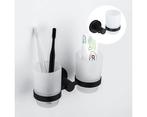 Стакан для зубных щеток Frap F302 F30208 двойной Черный матовый